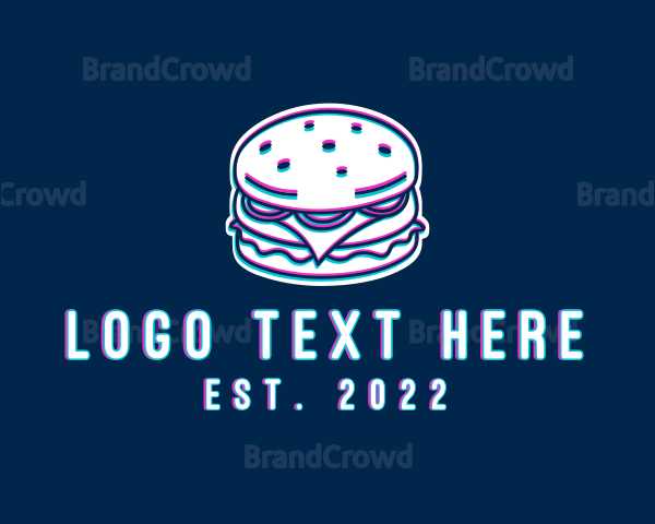 Glitch Hamburger Snack Logo