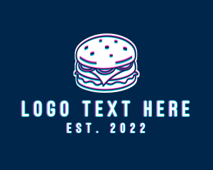 Anaglyph - Glitch Hamburger Snack logo design