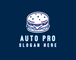 Glitch Hamburger Snack Logo