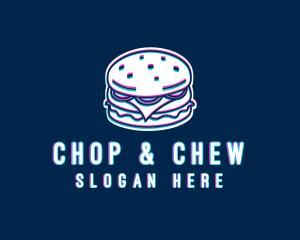 Glitch Hamburger Snack Logo