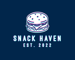 Glitch Hamburger Snack logo design