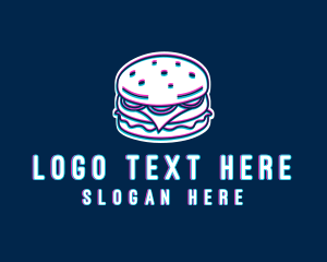 Glitch Hamburger Snack Logo