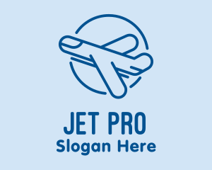 Jet - Flying Blue Jet logo design