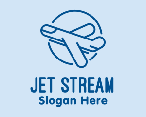 Jet - Flying Blue Jet logo design