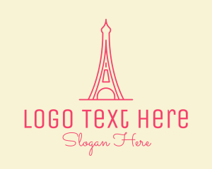 Minimal - Pink Eiffel Tower logo design