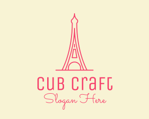 Pink Eiffel Tower  logo design