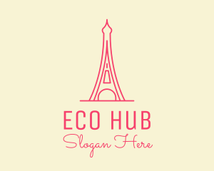 Pink Eiffel Tower  logo design