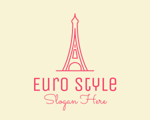 Europe - Pink Eiffel Tower logo design