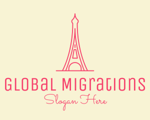 Pink Eiffel Tower  logo design