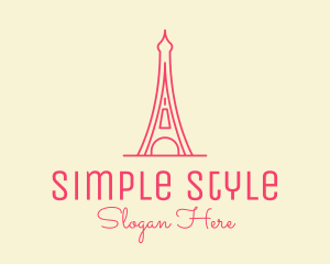 Minimal - Pink Eiffel Tower logo design