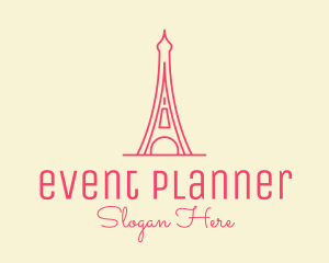 Destination - Pink Eiffel Tower logo design