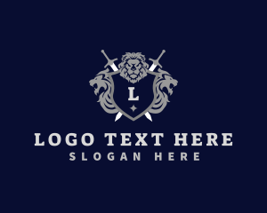 Exclusive - Lion Sword Shield logo design