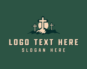 Three Crosses - Christian Church Cross logo design