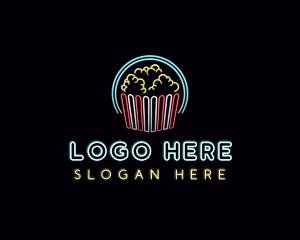 Popcorn Theater Snack Logo