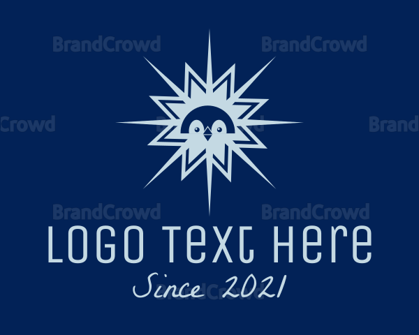 Winter Penguin Snowflake Logo