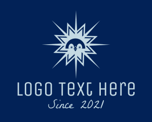 Snow - Winter Penguin Snowflake logo design