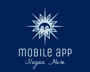 Winter Penguin Snowflake  Logo