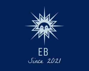 Blue - Winter Penguin Snowflake logo design