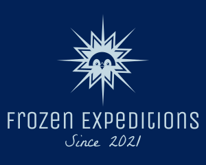 Antarctic - Winter Penguin Snowflake logo design