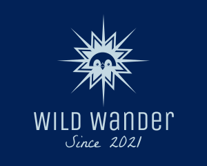 Winter Penguin Snowflake  logo design