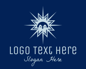 Winter Penguin Snowflake  Logo