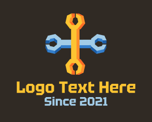 3d - Isometric Cross Wrench logo design