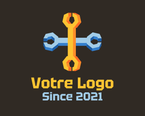 Workshop - Isometric Cross Wrench logo design