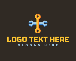 Fix - Isometric Cross Wrench logo design