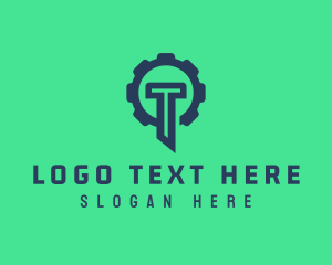 Technician - Blue Gear Letter T logo design