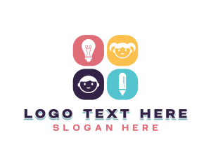 Light Bulb - Children Learning Preschool logo design