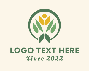 Vegan - Human Leaf Gardener logo design