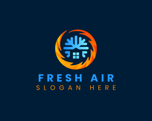 HVAC Snowflake Flame logo design