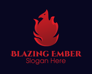 Fiery - Red Flame Phoenix logo design