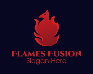 Red Flame Phoenix logo design