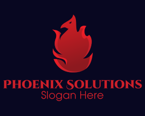 Phoenix - Red Flame Phoenix logo design