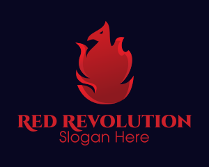 Red Flame Phoenix logo design