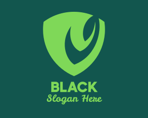 Green Leaf Shield logo design