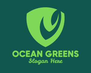 Green Leaf Shield logo design