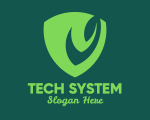 Green Leaf Shield logo design