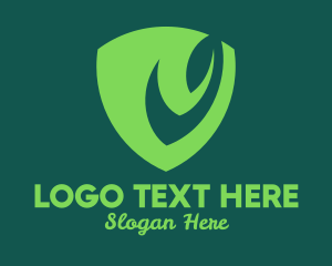 Tech - Green Leaf Shield logo design
