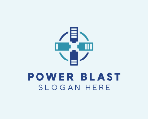 Battery Charging Cross logo design