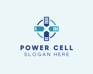 Battery Charging Cross logo design