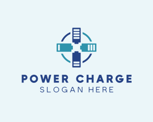 Battery Charging Cross logo design