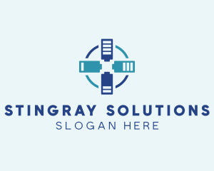 Battery Charging Cross logo design