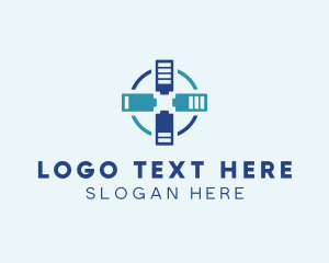 Battery Charging Cross logo design