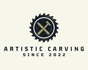 Carving - Carpentry Chisel Hammer logo design