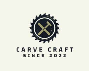 Carpentry Chisel Hammer logo design