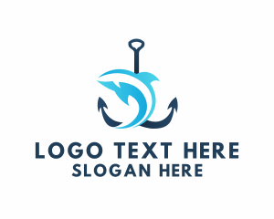 House Boat - Fish Anchor Sea logo design