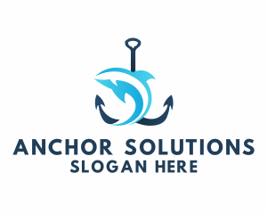 Fish Anchor Sea logo design