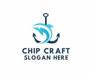 Fish Anchor Sea logo design